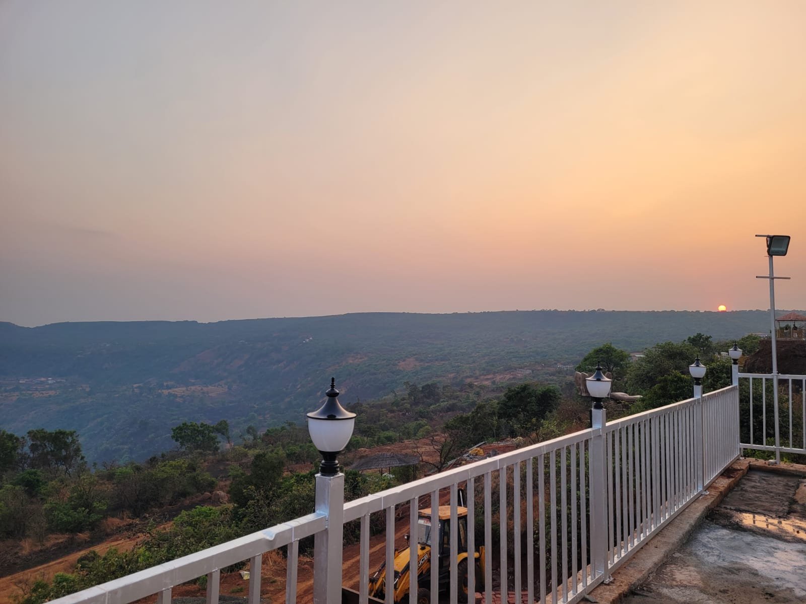 Sunset over the valley from the Kaas Valley Stays terrace