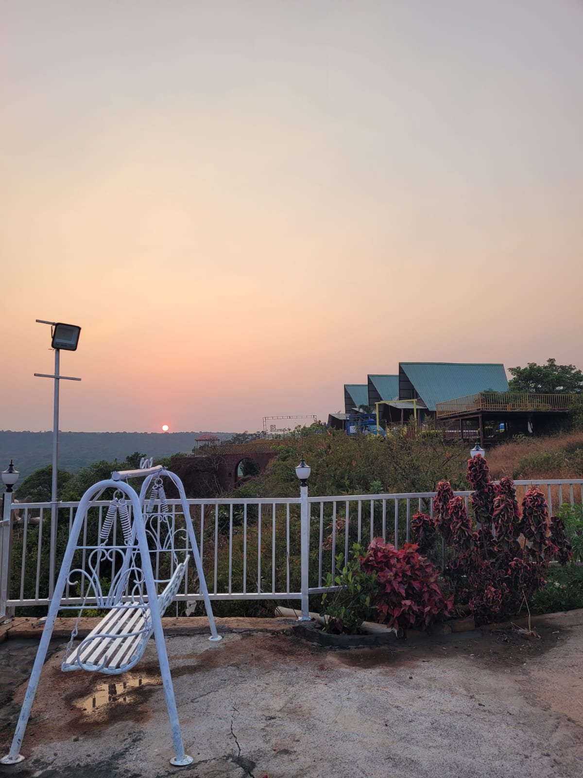 Outdoor swing facing the sunset